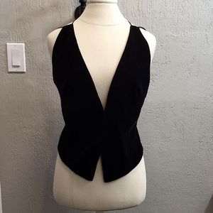 NWT ZARA Plunging Neckline Open Back Velvet Vest